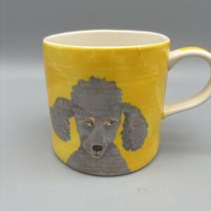 Anthropologie Mug Furry Friends Carole Akins‎ Mimi Poodle Dog Yellow